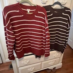 a.n.a Women's Striped Sweaters - Red and Brown